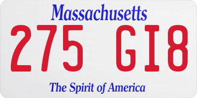 MA license plate 275GI8