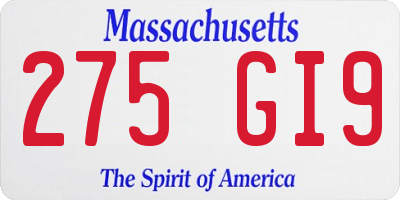 MA license plate 275GI9