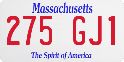 MA license plate 275GJ1