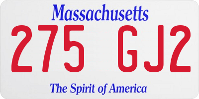 MA license plate 275GJ2