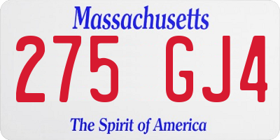 MA license plate 275GJ4