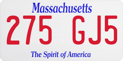 MA license plate 275GJ5
