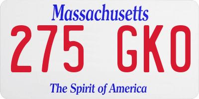 MA license plate 275GK0