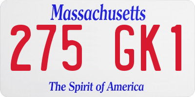 MA license plate 275GK1