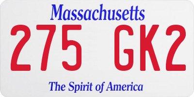 MA license plate 275GK2