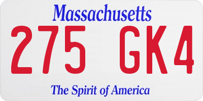 MA license plate 275GK4
