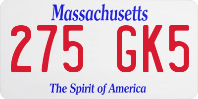 MA license plate 275GK5