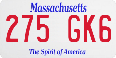 MA license plate 275GK6