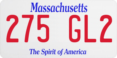 MA license plate 275GL2
