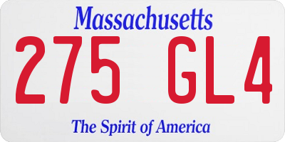 MA license plate 275GL4