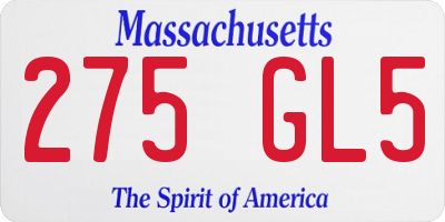 MA license plate 275GL5