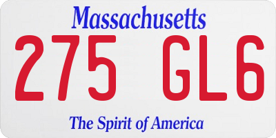 MA license plate 275GL6