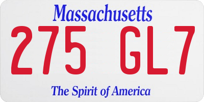MA license plate 275GL7