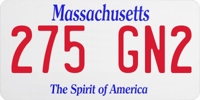 MA license plate 275GN2