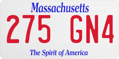 MA license plate 275GN4