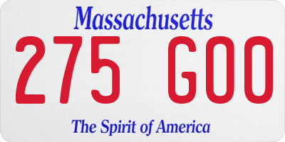MA license plate 275GO0