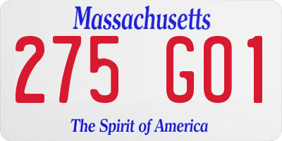 MA license plate 275GO1