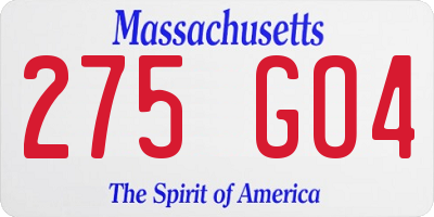MA license plate 275GO4