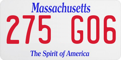 MA license plate 275GO6