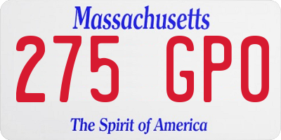 MA license plate 275GP0