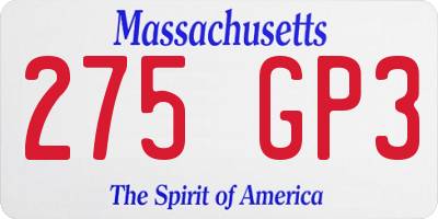 MA license plate 275GP3
