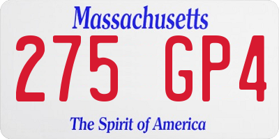 MA license plate 275GP4