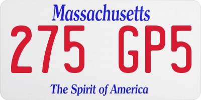 MA license plate 275GP5