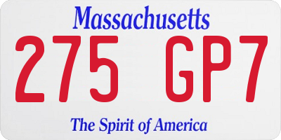 MA license plate 275GP7