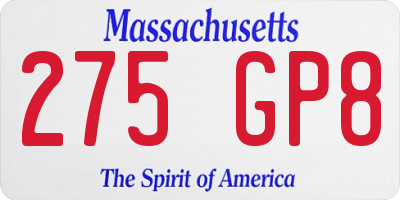 MA license plate 275GP8