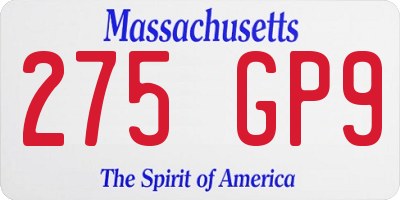 MA license plate 275GP9