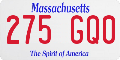 MA license plate 275GQ0