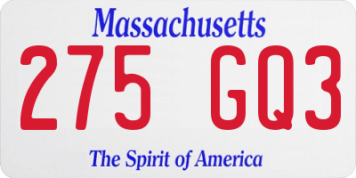 MA license plate 275GQ3
