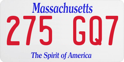 MA license plate 275GQ7