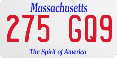 MA license plate 275GQ9