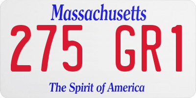 MA license plate 275GR1