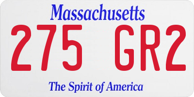 MA license plate 275GR2