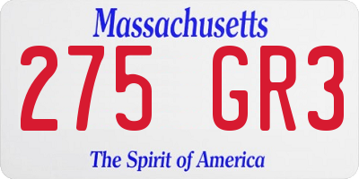 MA license plate 275GR3