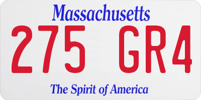 MA license plate 275GR4