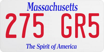 MA license plate 275GR5