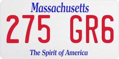 MA license plate 275GR6