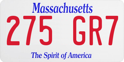 MA license plate 275GR7