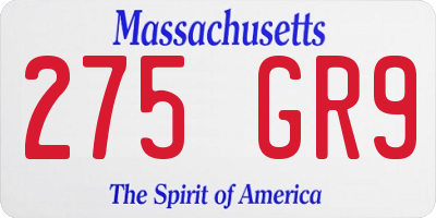 MA license plate 275GR9