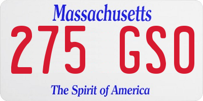 MA license plate 275GS0