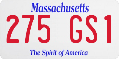 MA license plate 275GS1