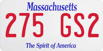 MA license plate 275GS2
