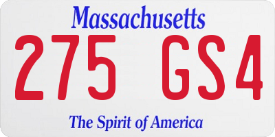 MA license plate 275GS4