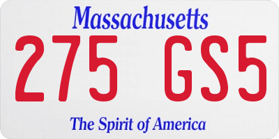 MA license plate 275GS5