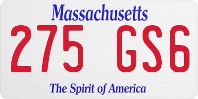 MA license plate 275GS6