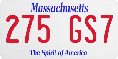 MA license plate 275GS7