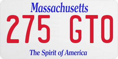 MA license plate 275GT0